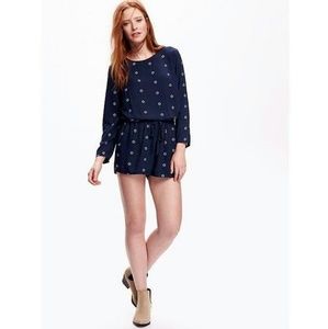Old Navy Long Sleeve Front Tie Romper